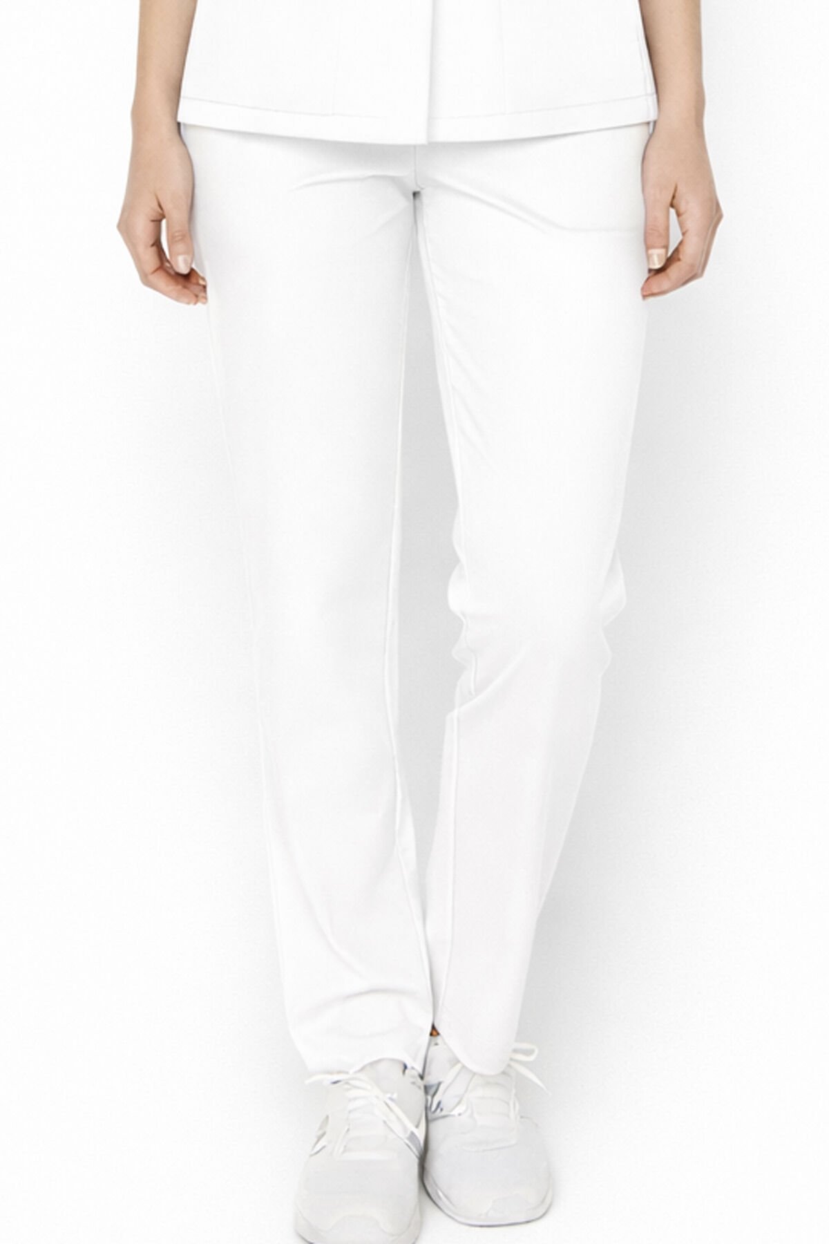 İmperial - Kadın Basıc Likralı Medikal Pantolon Doktor Hemşire Hastane Pantolon - Beyaz