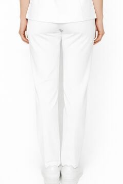 İmperial - Kadın Basıc Likralı Medikal Pantolon Doktor Hemşire Hastane Pantolon - Beyaz