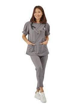 IMPERIAL LAVANDER - KADIN LİKRALI GRİ ÜNİFORMA TAKIMI (KMR56)
