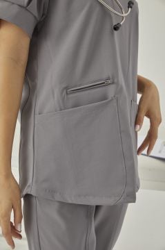 IMPERIAL LAVANDER - KADIN LİKRALI GRİ ÜNİFORMA TAKIMI (KMR56)