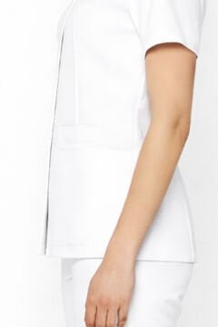 İmperial - Alya Kadın Likralı Medikal Scrubs Üniforma Üst Doktor Hemşire Hastane Forması Üst - Beyaz