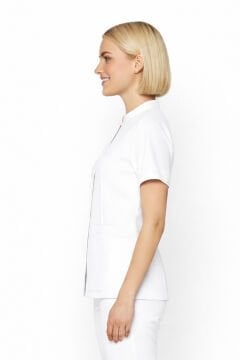 İmperial - Alya Kadın Likralı Medikal Scrubs Üniforma Üst Doktor Hemşire Hastane Forması Üst - Beyaz