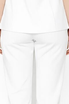 İmperial - Alya Kadın Likralı Medikal Scrubs Üniforma Üst Doktor Hemşire Hastane Forması Üst - Beyaz