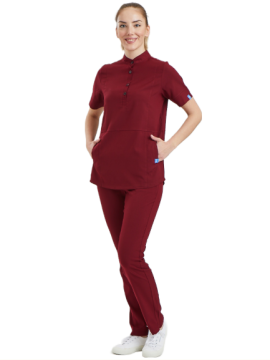 CROCUS- Kadın Likralı Bordo Üniforma Takımı