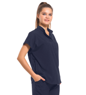 SANEM- Kadın Likralı Lacivert Üniforma Üst