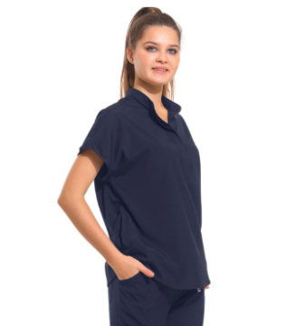 SANEM- Kadın Likralı Lacivert Üniforma Üst