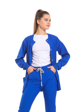 CEKET- Unisex Likralı Royal Mavi Medikal Ceket