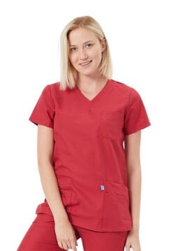 BASIC Kadın Koton Kırmızı Üniforma Üst