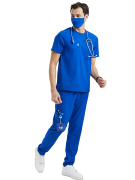 CERES- Erkek Likralı Saks Mavi Üniforma Takımı