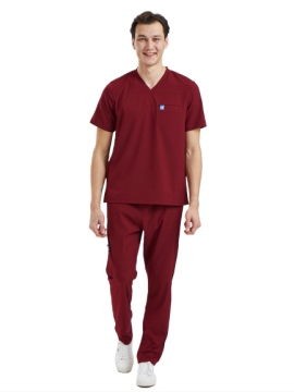 ZAZEL- Erkek Likralı Bordo Üniforma Takımı