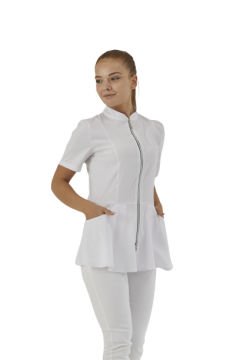 AZELIA - Kadın Likralı Buz Mavi Üniforma Takımı XS - BEYAZ