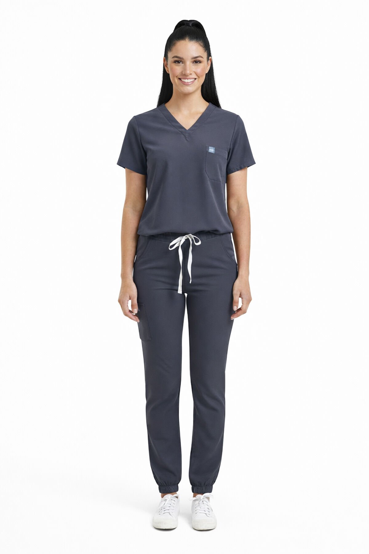 JOGGER- Kadın Likralı Koyu Gri Üniforma Takımı