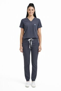 JOGGER- Kadın Likralı Koyu Gri Üniforma Takımı