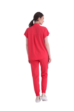 SANEM- Kadın Likralı Nar Çiçeği Üniforma Takımı