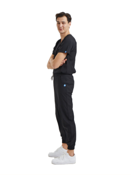 JOGGER- Erkek Likralı Siyah Üniforma Takımı