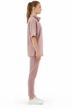 IMPERIAL SİMİN TAKIM - KADIN LİKRALI GÜL KURUSU ÜNİFORMA TAKIMI