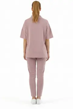 IMPERIAL SİMİN TAKIM - KADIN LİKRALI GÜL KURUSU ÜNİFORMA TAKIMI