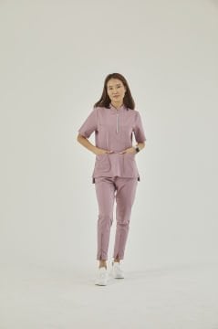 IMPERIAL SARE - KADIN LİKRALI GÜL KURUSU ÜNİFORMA TAKIMI