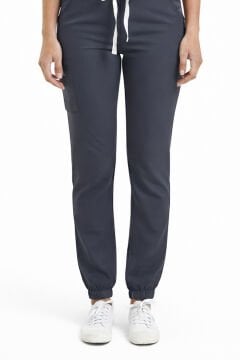 JOGGER- Kadın Likralı Koyu Gri Üniforma Pantolon