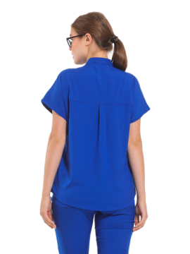 SANEM- Kadın Likralı Royal Mavi Üniforma Üst