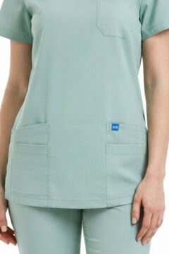 BASIC- Kadın Likralı Mint Yeşili Üniforma Üst