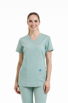 BASIC- Kadın Likralı Mint Yeşili Üniforma Üst