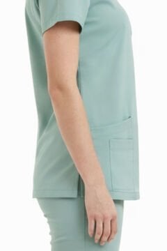 BASIC- Kadın Likralı Mint Yeşili Üniforma Üst