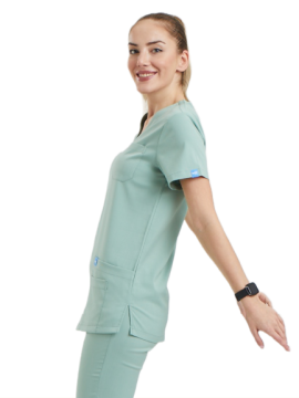 BASIC- Kadın Likralı Mint Yeşili Üniforma Üst