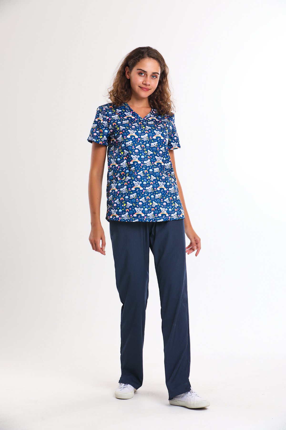 BASKILI- Kadın Medikal Üniforma Takımı L