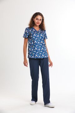 BASKILI- Kadın Medikal Üniforma Takımı L