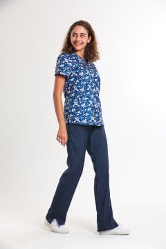 BASKILI- Kadın Medikal Üniforma Takımı L