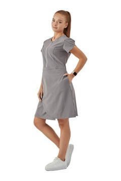 CHERRY - KADIN LİKRALI GRİ ELBİSE