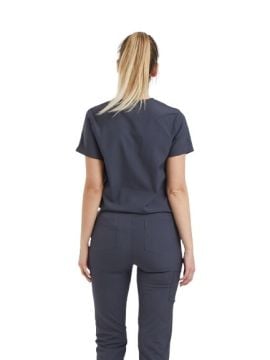 JOGGER- Kadın Likralı Koyu Gri Üniforma Üst