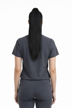 JOGGER- Kadın Likralı Koyu Gri Üniforma Üst