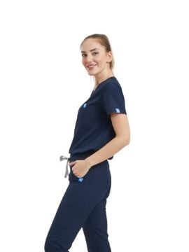 JOGGER- Kadın Likralı Lacivert Üniforma Üst
