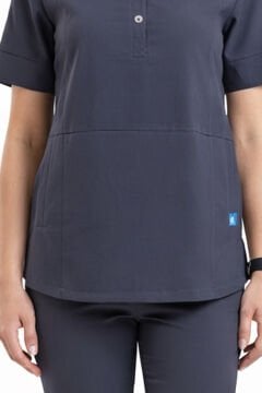 CROCUS- Kadın Likralı Koyu Gri Üniforma Üst