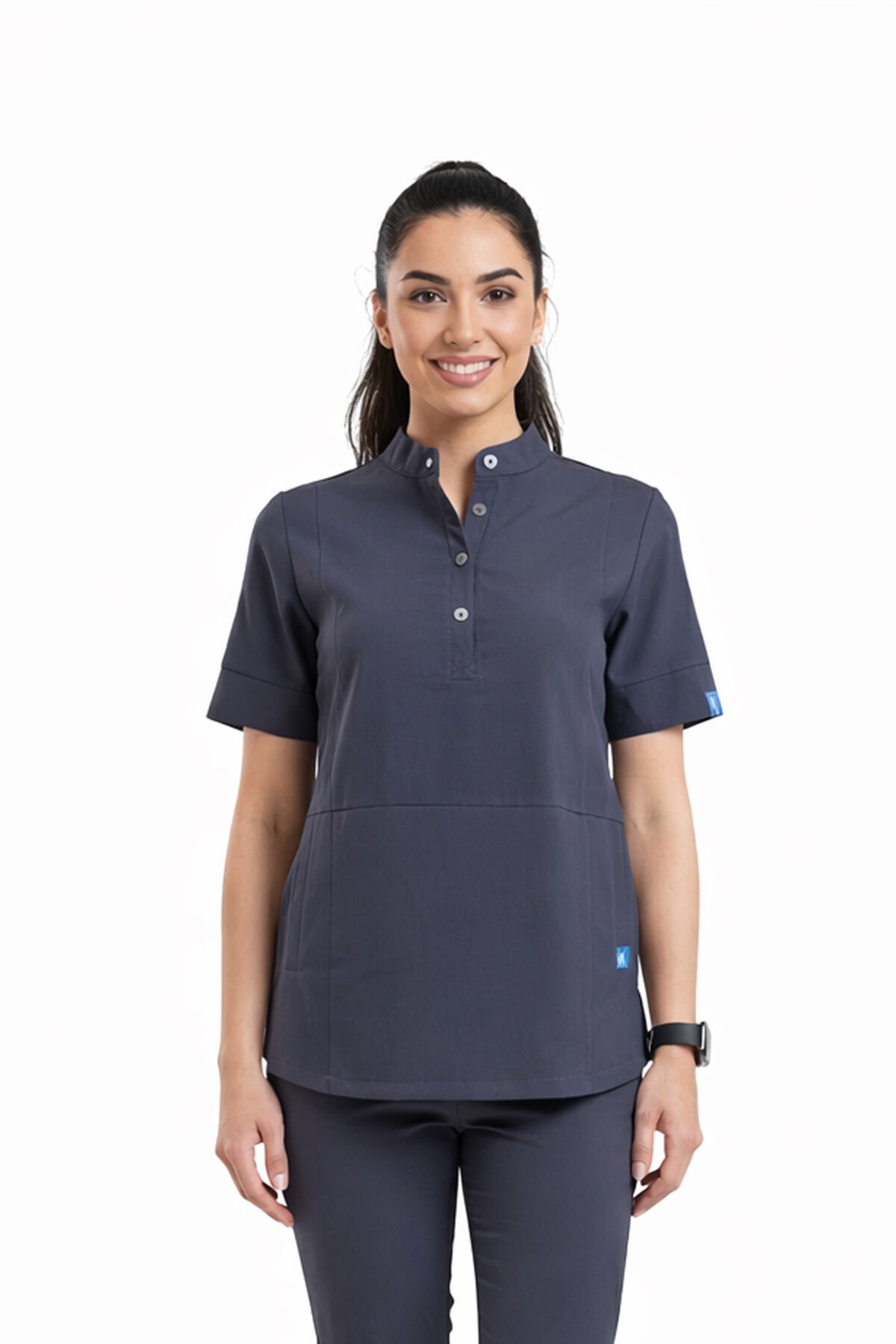 CROCUS- Kadın Likralı Koyu Gri Üniforma Üst