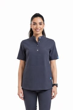 CROCUS- Kadın Likralı Koyu Gri Üniforma Üst