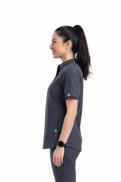 CROCUS- Kadın Likralı Koyu Gri Üniforma Üst