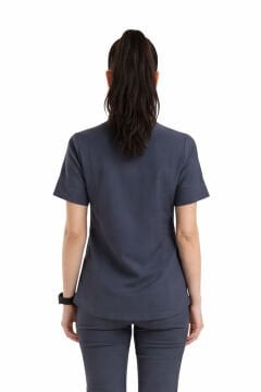 CROCUS- Kadın Likralı Koyu Gri Üniforma Üst