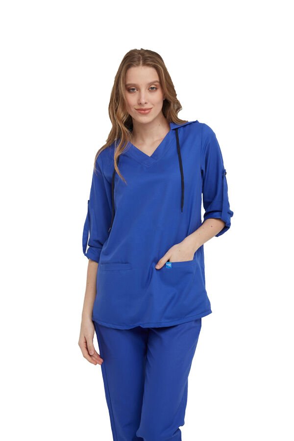 VIOLET- Kadın Koton Turkuaz Medikal Üniforma Üst L