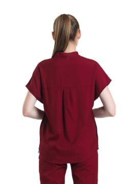 SANEM - Kadın Likralı Bordo Üniforma Üst