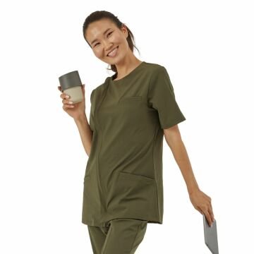 SAKURA - KADIN LİKRALI KOYU YEŞİL ÜNİFORMA ÜST