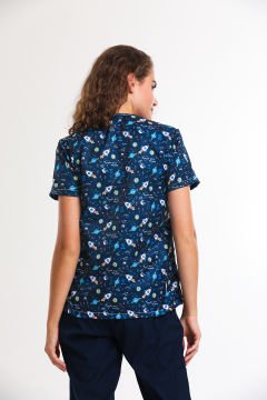 BASKILI- Kadın Medikal Üniforma Üst L