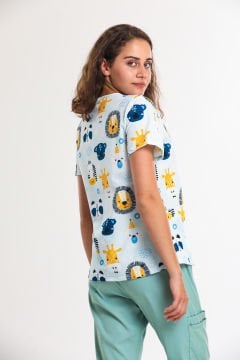 BASKILI- Kadın Medikal Üniforma Üst L